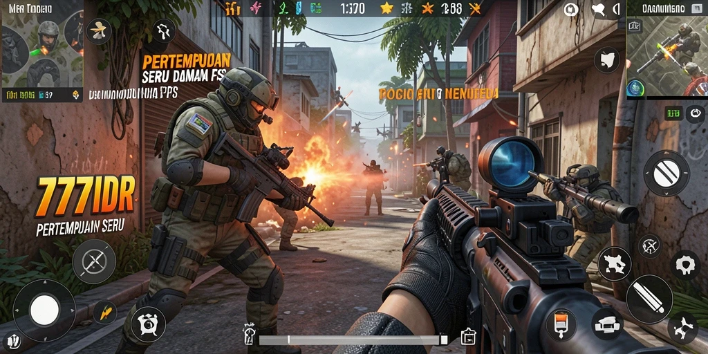 Tampilan utama gameplay FPS yang seru dan mendebarkan.