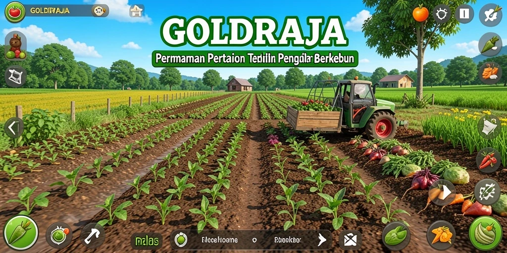 Tangkapan layar GOLDRAJA menampilkan gameplay seru dalam berkebun.