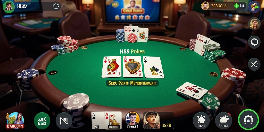 Screenshot H89 menampilkan gameplay poker yang mendebarkan di layar.