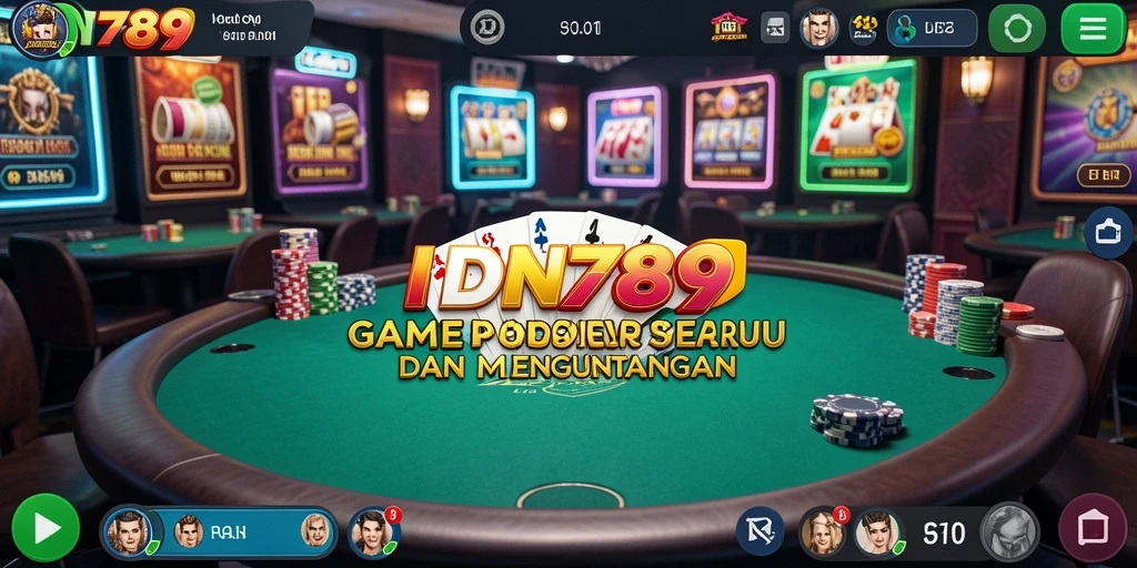 Tampilan gameplay menarik di IDN789 dengan suasana Poker yang kompetitif.