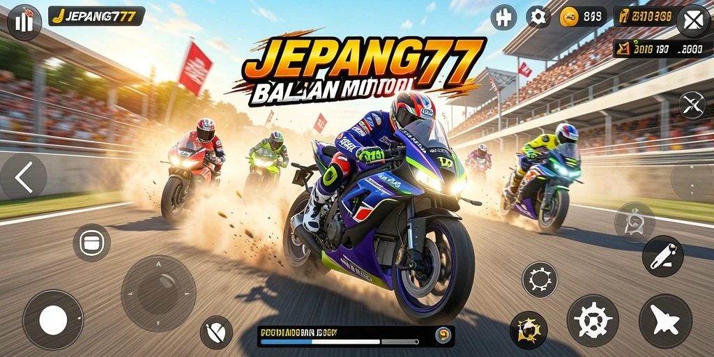 Screenshot menampilkan gameplay balapan motor yang mendebarkan.