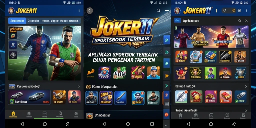 Screenshot utama JOKER11 menampilkan tampilan gameplay Sportsbook yang menarik.