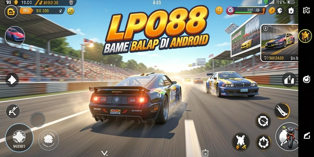 Tampilan gameplay balap seru di LPO88 dengan berbagai mobil dan trek.