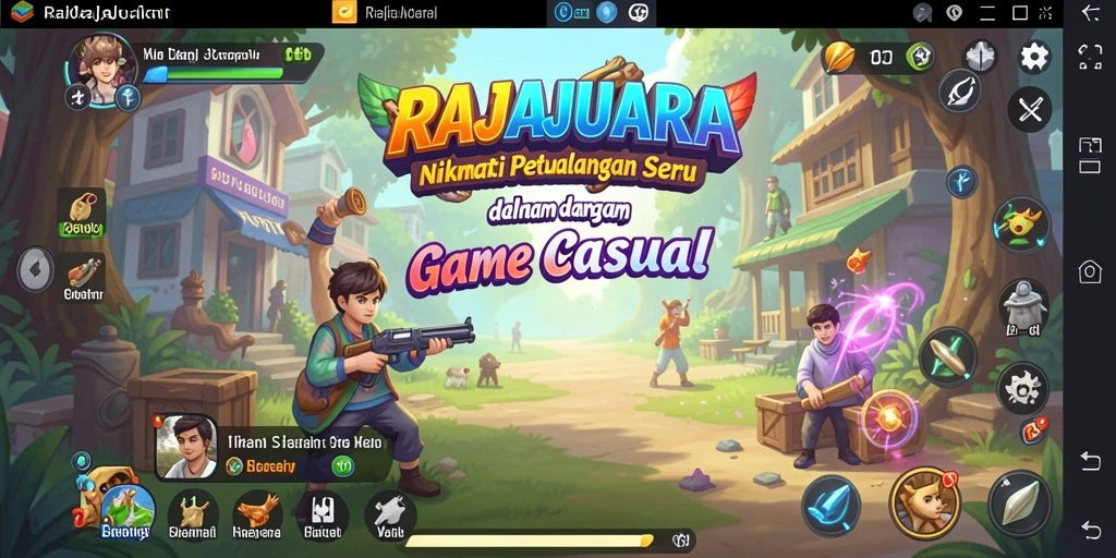 Tangkapan layar utama RAJAJUARA menunjukkan gameplay yang seru dan interaktif.